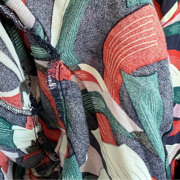 Maeve Anthropologie Cheyenne Blouse Peplum Geometric Brick Navy - Picture 7 of 15